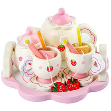 Load image into Gallery viewer, Girls Toys Simulate Wooden Kitchen Toys Pink Tea Set Play House Educational Toy Tools Baby Early Education Puzzle Tableware Gift