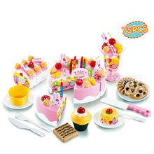 Load image into Gallery viewer, 75Pcs DIY Pretend Play Fruit Cutting Birthday Cake Cream Tea Set Kitchen Food Toys Early Education Girls Children Cookware Sets