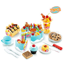 Load image into Gallery viewer, 75Pcs DIY Pretend Play Fruit Cutting Birthday Cake Cream Tea Set Kitchen Food Toys Early Education Girls Children Cookware Sets
