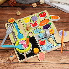Load image into Gallery viewer, Wooden puzzle children cut fruit toys girl kitchen cut to see boys play house cut cut barbecue set