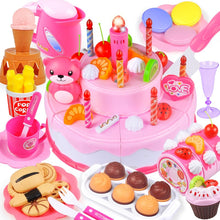 Load image into Gallery viewer, 37-80PCS DIY Fruit Cutting Pretend Play Birthday Cake Girls Kitchen Food Toys Cocina De Juguete Pink Blue Toy Gifts For Children