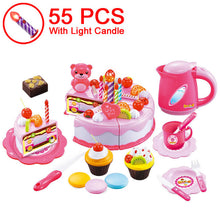 Load image into Gallery viewer, 37-80PCS DIY Fruit Cutting Pretend Play Birthday Cake Girls Kitchen Food Toys Cocina De Juguete Pink Blue Toy Gifts For Children