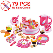 Load image into Gallery viewer, 37-80PCS DIY Fruit Cutting Pretend Play Birthday Cake Girls Kitchen Food Toys Cocina De Juguete Pink Blue Toy Gifts For Children