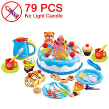 Load image into Gallery viewer, 37-80PCS DIY Fruit Cutting Pretend Play Birthday Cake Girls Kitchen Food Toys Cocina De Juguete Pink Blue Toy Gifts For Children